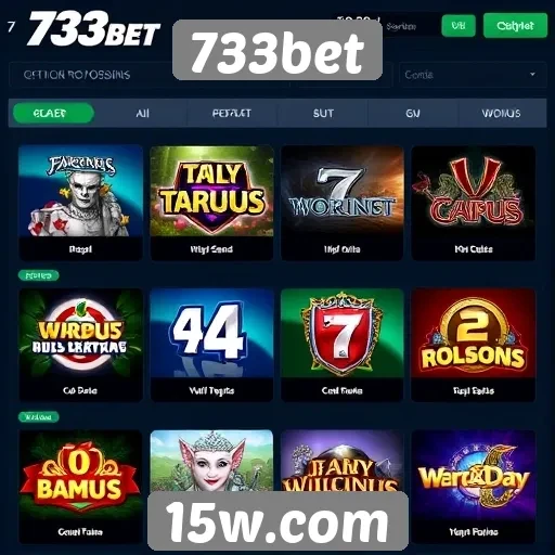 Opções de jogos disponíveis no 733bet